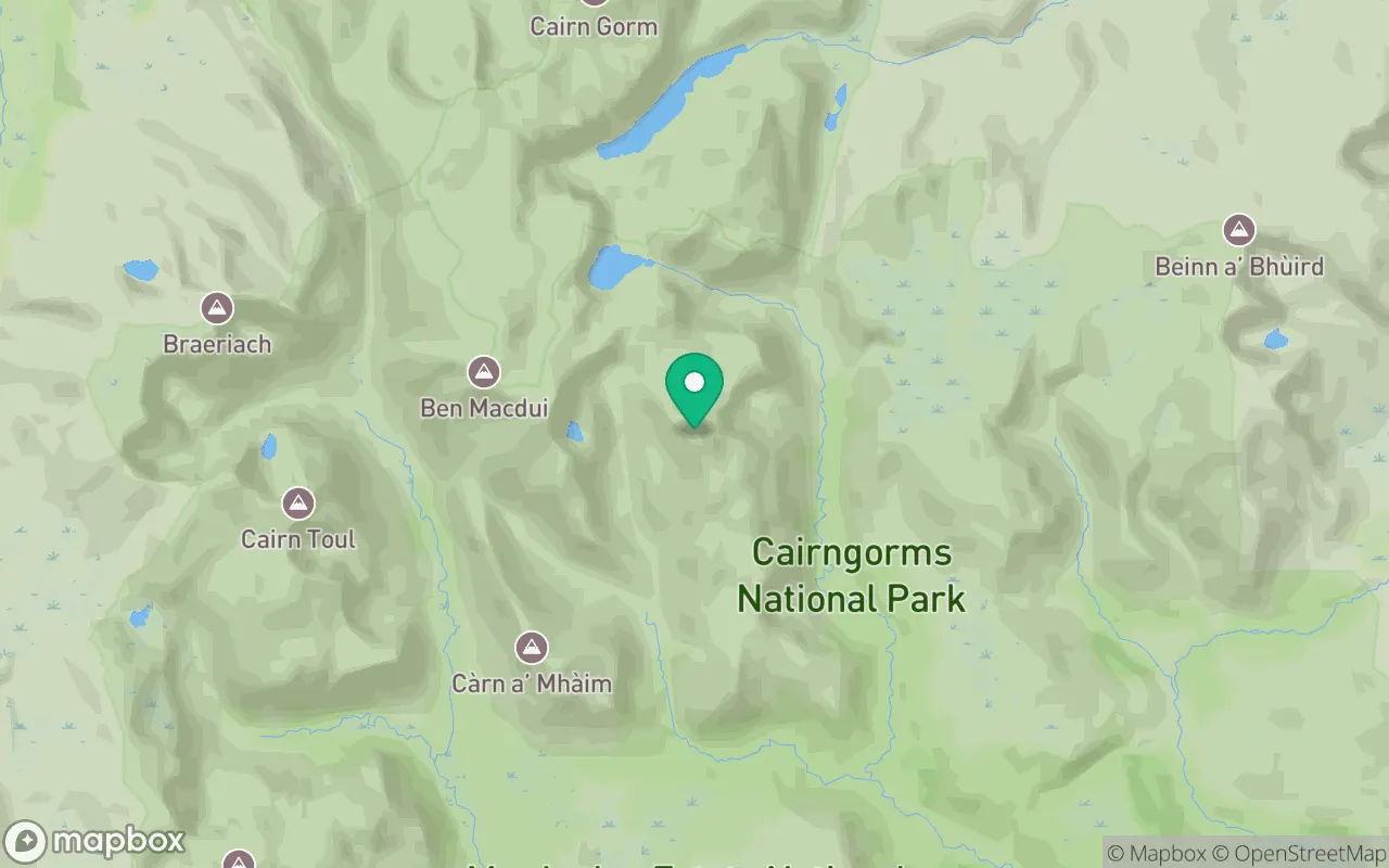 Map showing the location of Derry Cairngorm in Cairngorms, Scotland