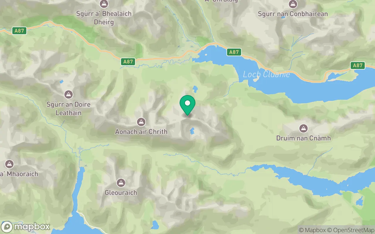 Map showing the location of Druim Shionnach in Kintail, Scotland