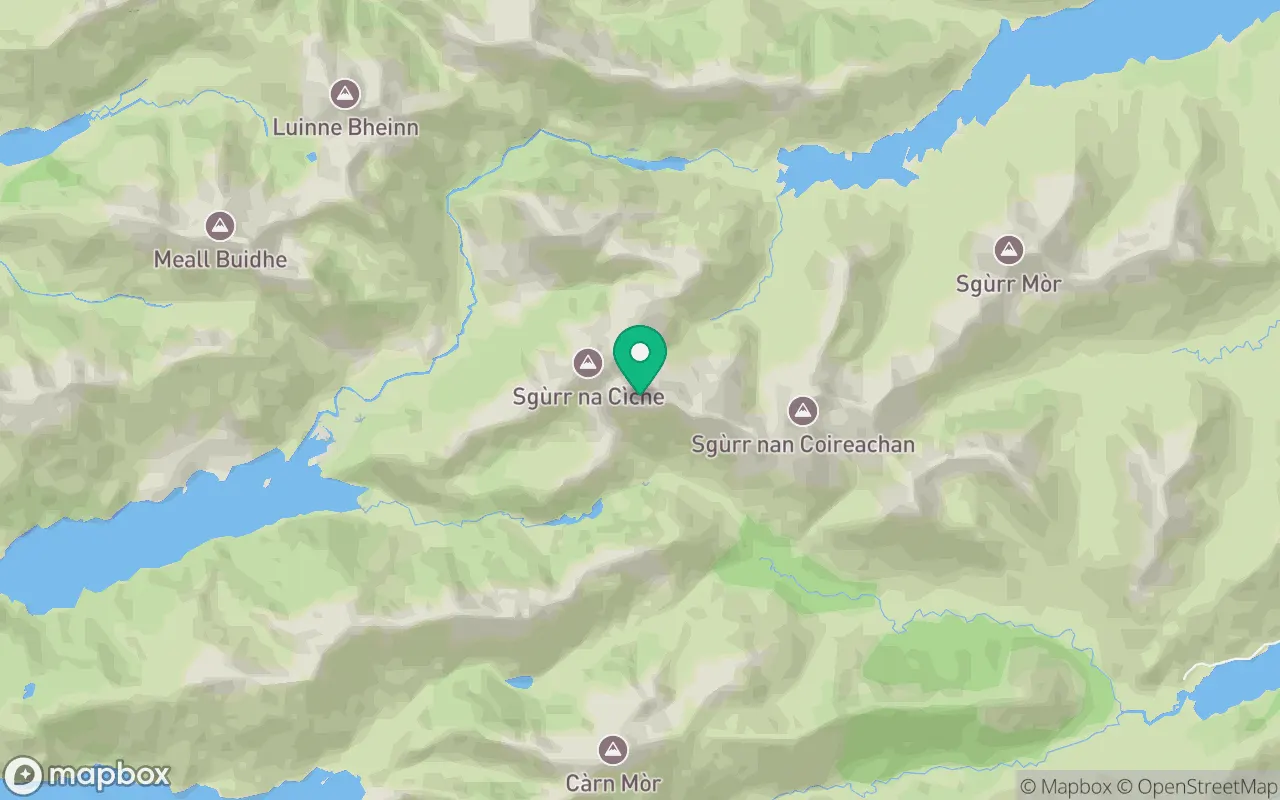 Map showing the location of Garbh Chioch Mhor in Fort William, Scotland