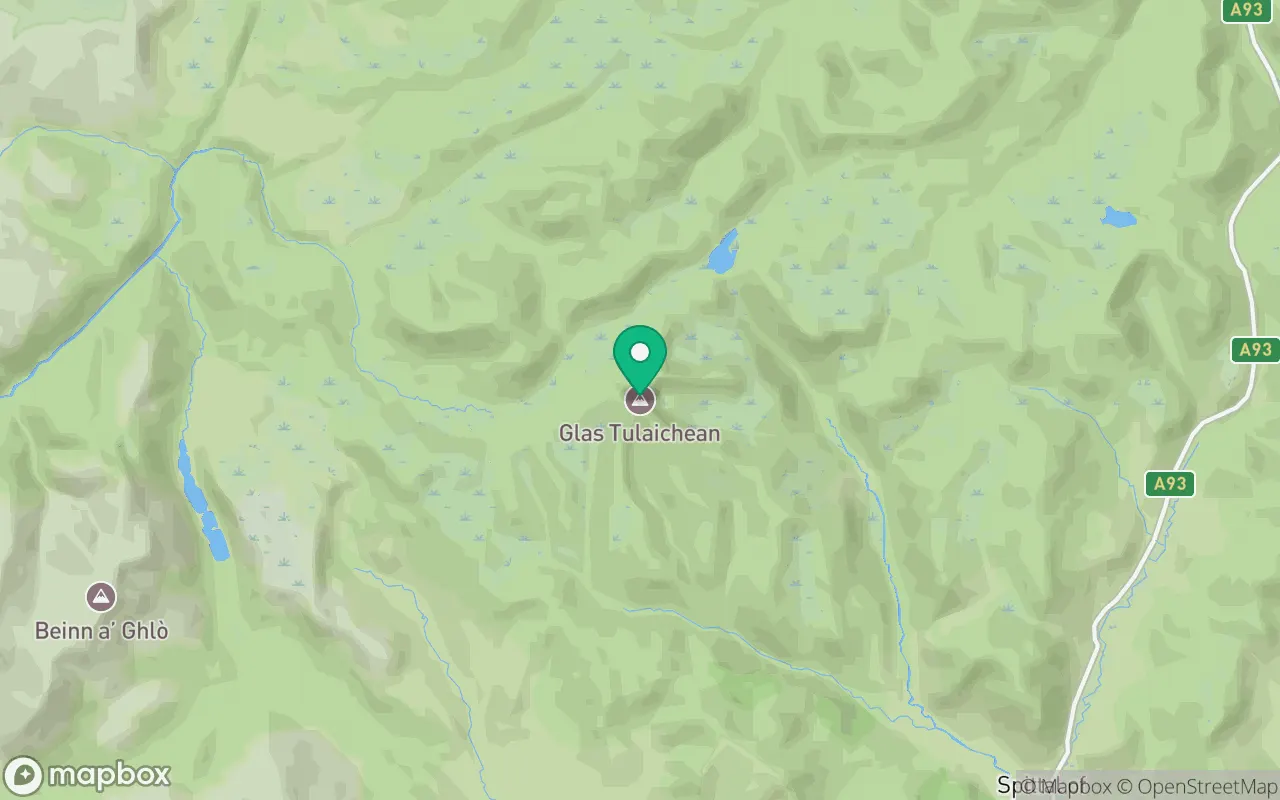 Map showing the location of Glas Tulaichean in Perthshire, Scotland