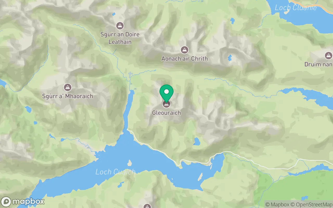 Map showing the location of Gleouraich in Fort William, Scotland