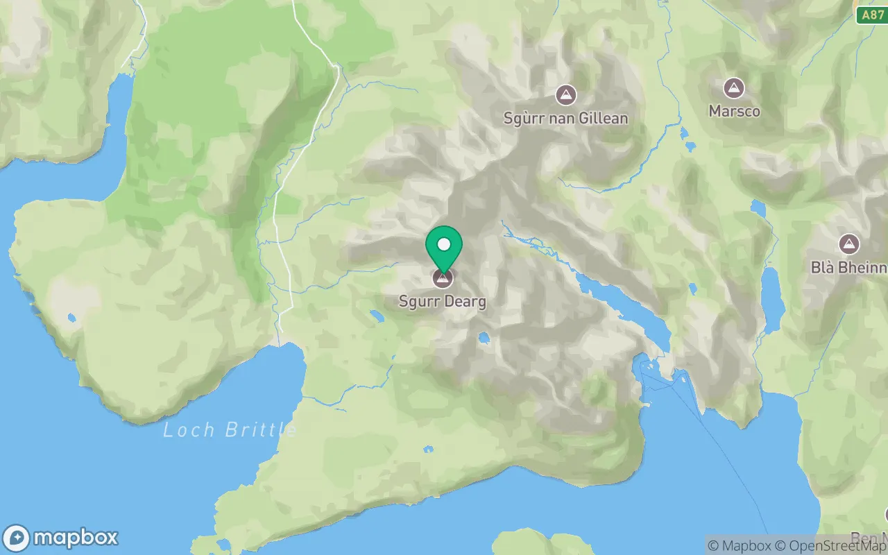Map showing the location of Sgurr Dearg in Islands, Scotland