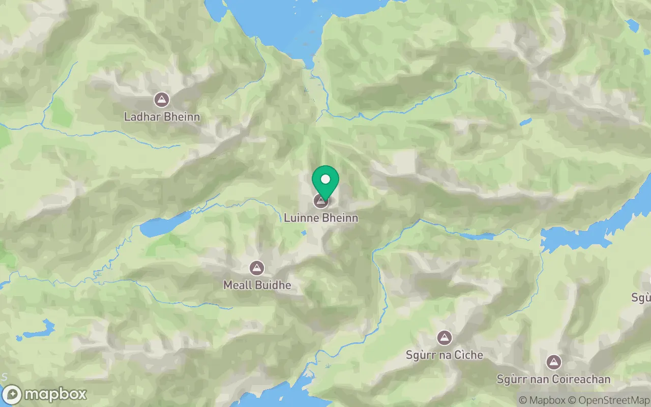 Map showing the location of Luinne Bheinn in Fort William, Scotland