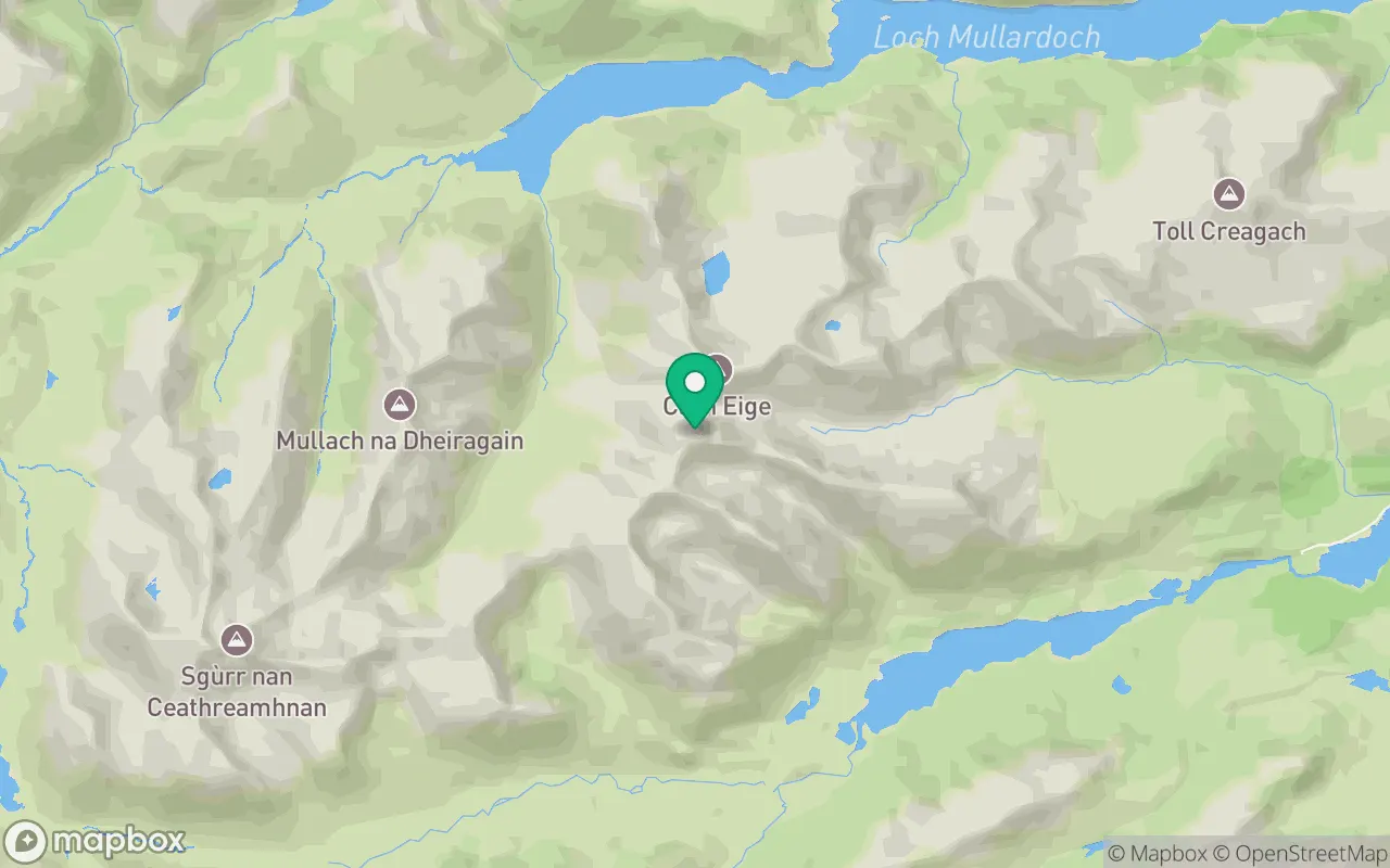 Map showing the location of Mam Sodhail in Loch Ness, Scotland