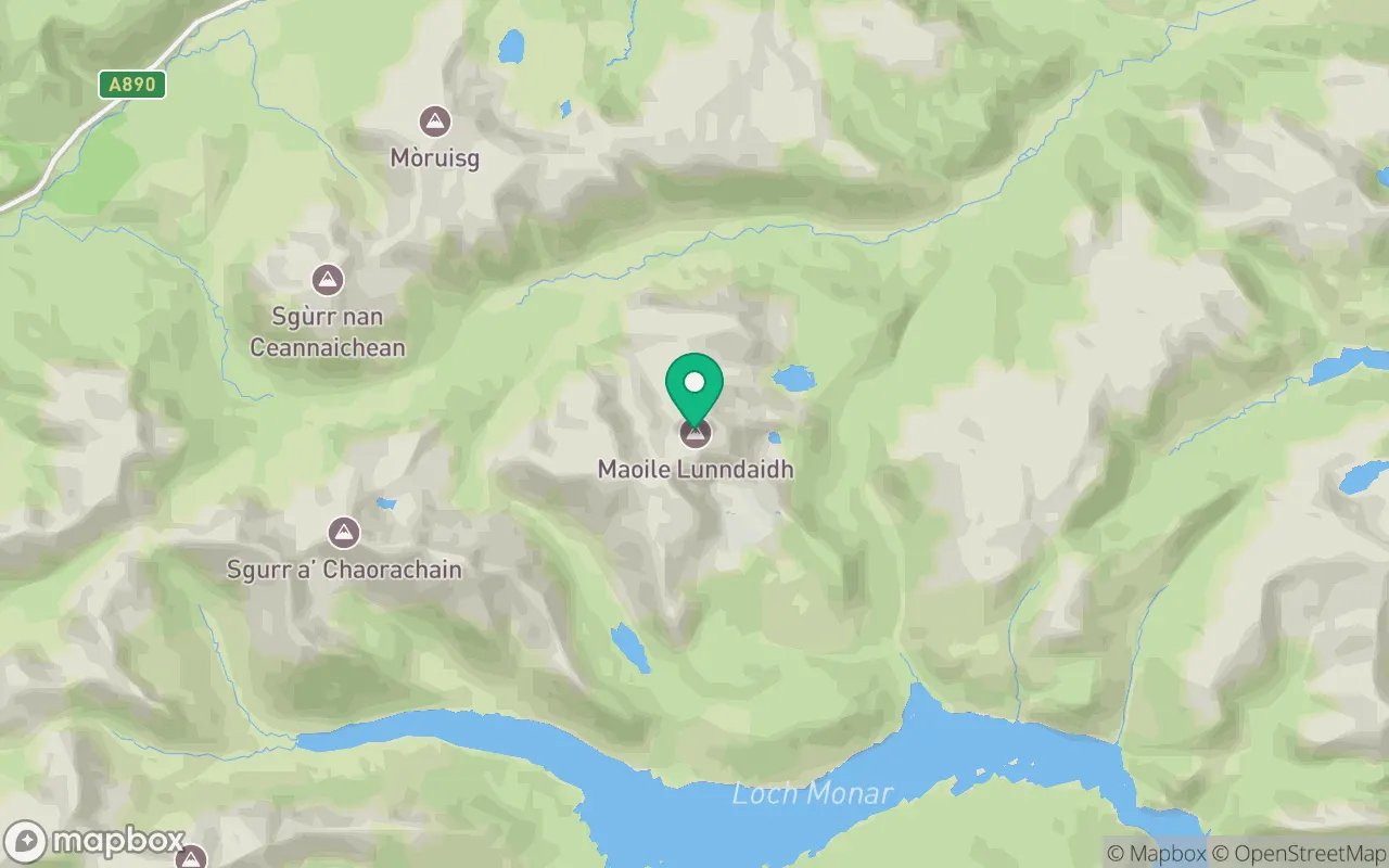 Map showing the location of Maoile Lunndaidh in Torridon, Scotland