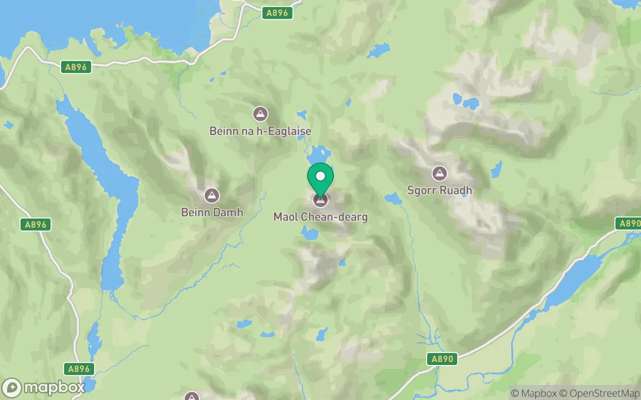 Map showing the location of Maol Chean-dearg in Torridon, Scotland