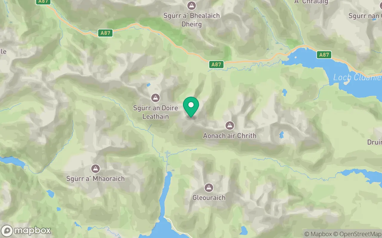 Map showing the location of Maol Chinn-dearg in Kintail, Scotland
