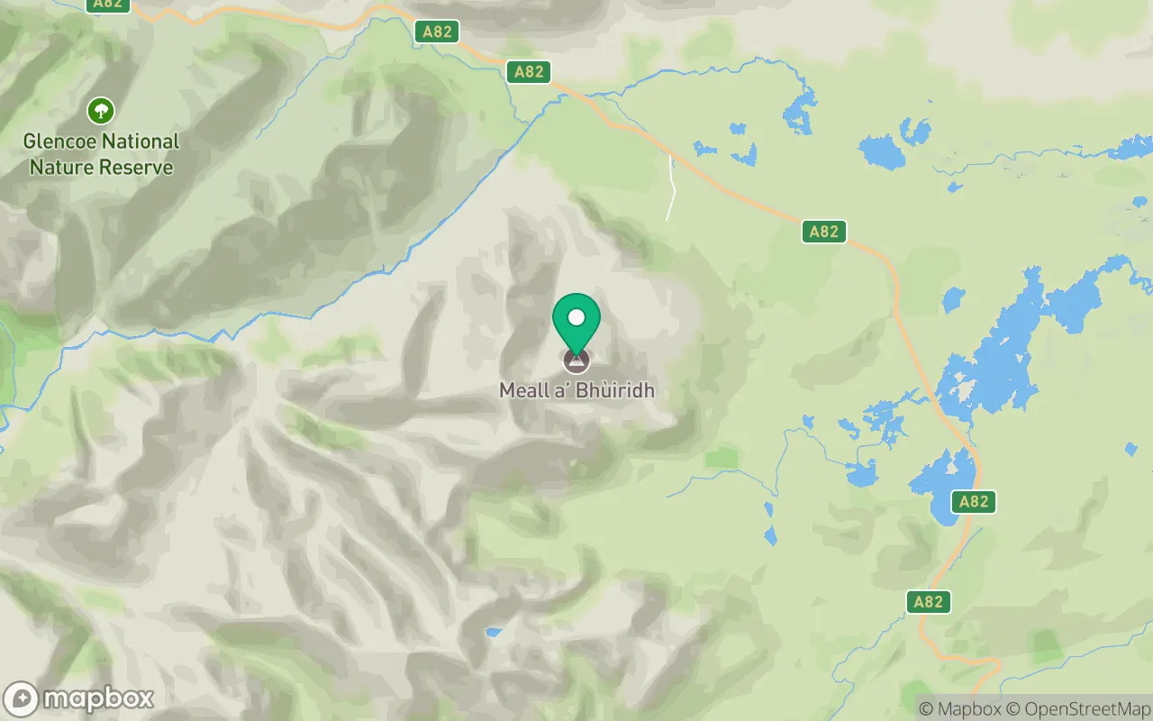Map showing the location of Meall a' Bhuiridh in Fort William, Scotland