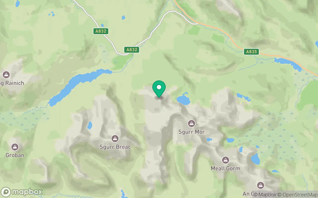 Map showing the location of Meall a' Chrasgaidh in Ullapool, Scotland