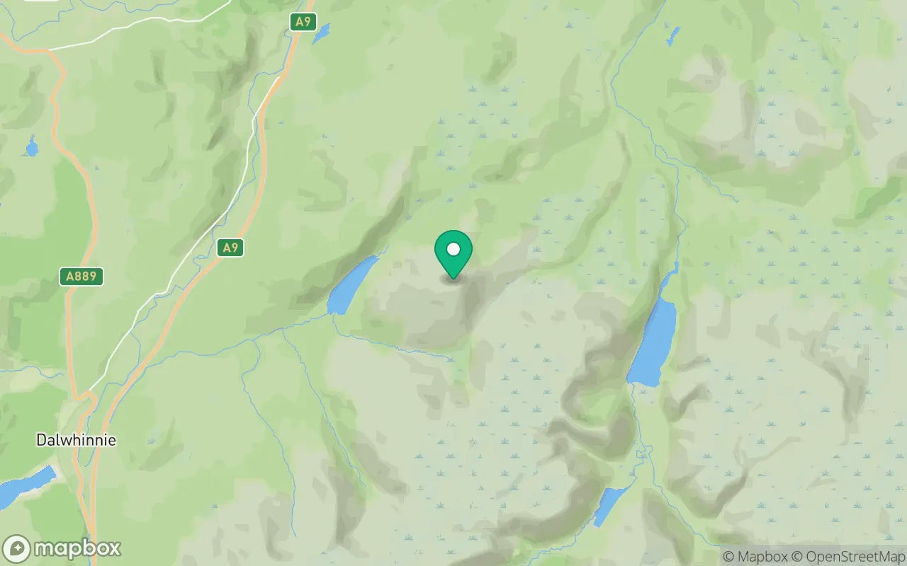 Map showing the location of Meall Chuaich in Cairngorms, Scotland