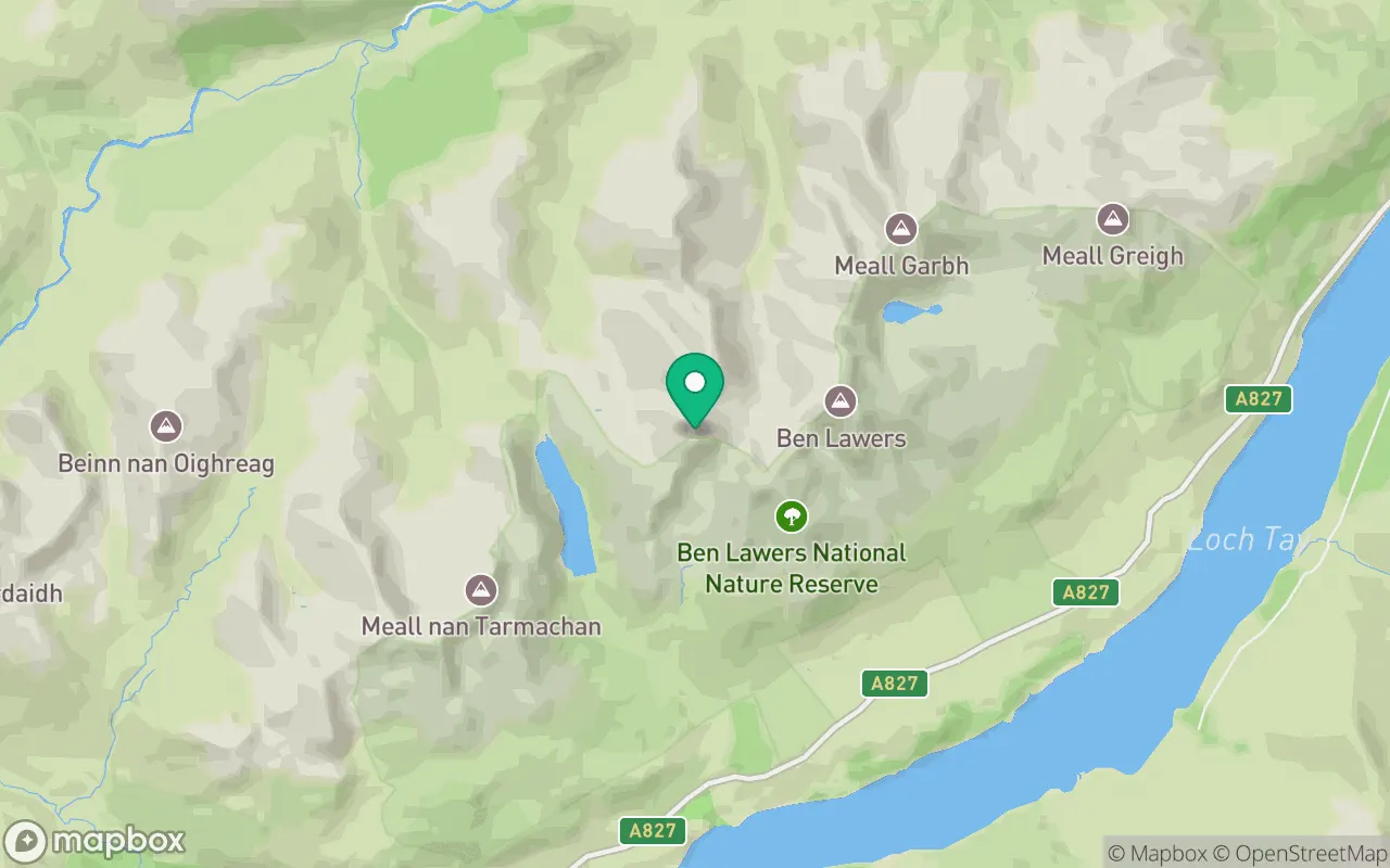 Map showing the location of Meall Corranaich in Perthshire, Scotland