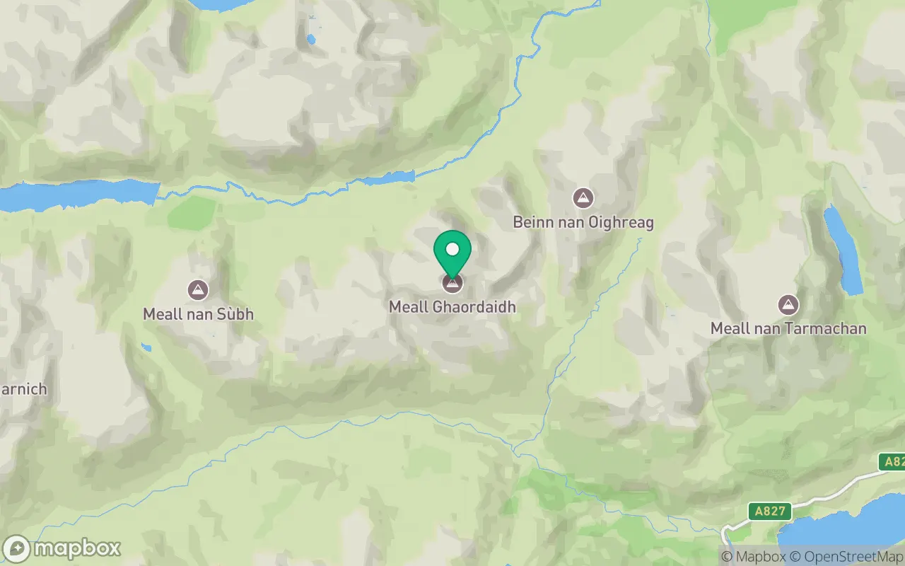 Map showing the location of Meall Ghaordaidh in Perthshire, Scotland