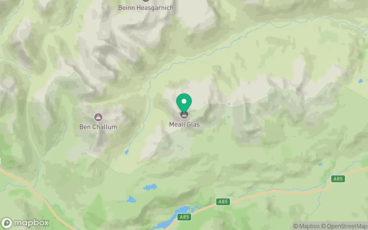 Map showing the location of Meall Glas in Loch Lomond, Scotland