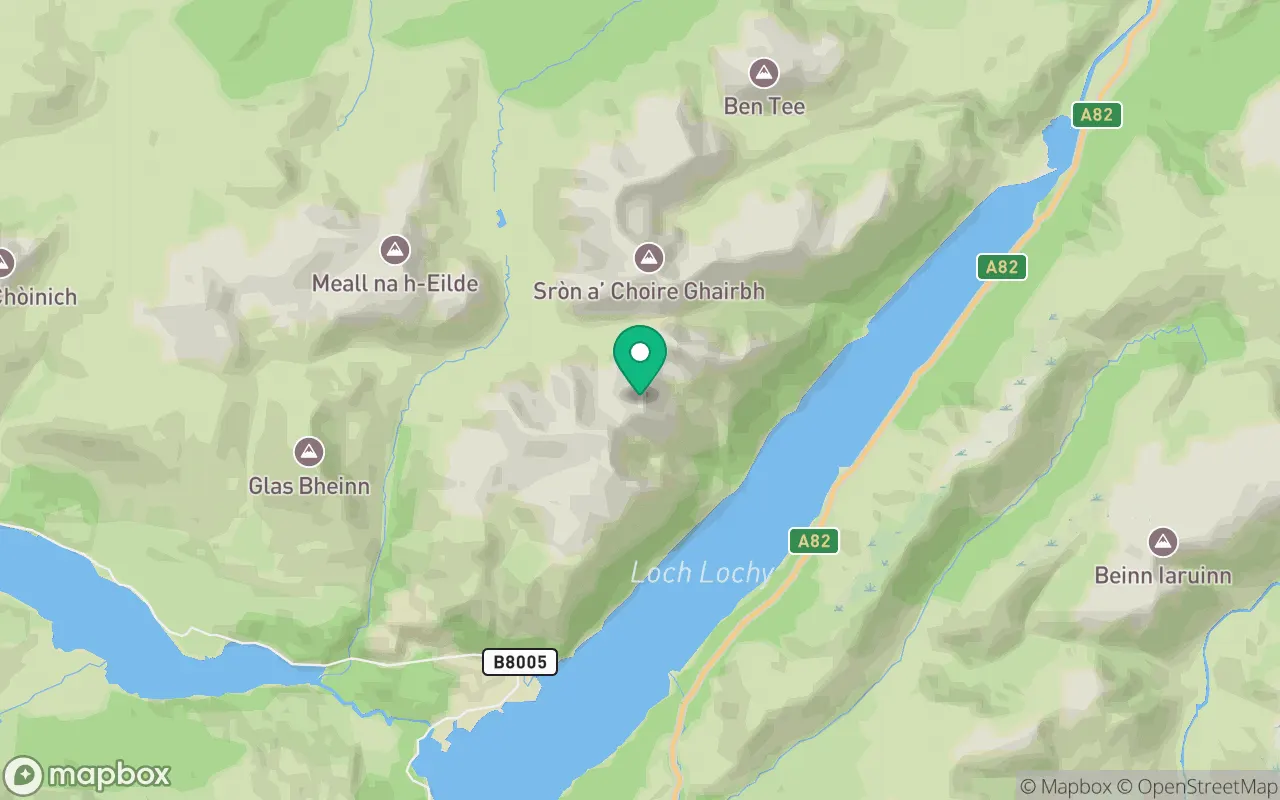 Map showing the location of Meall na Teanga in Fort William, Scotland