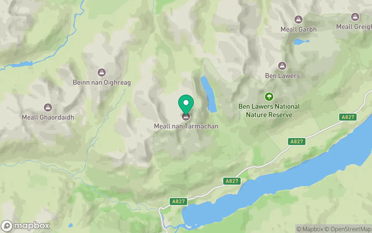 Map showing the location of Meall nan Tarmachan in Perthshire, Scotland