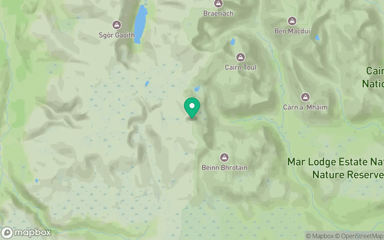 Map showing the location of Monadh Mor in Cairngorms, Scotland