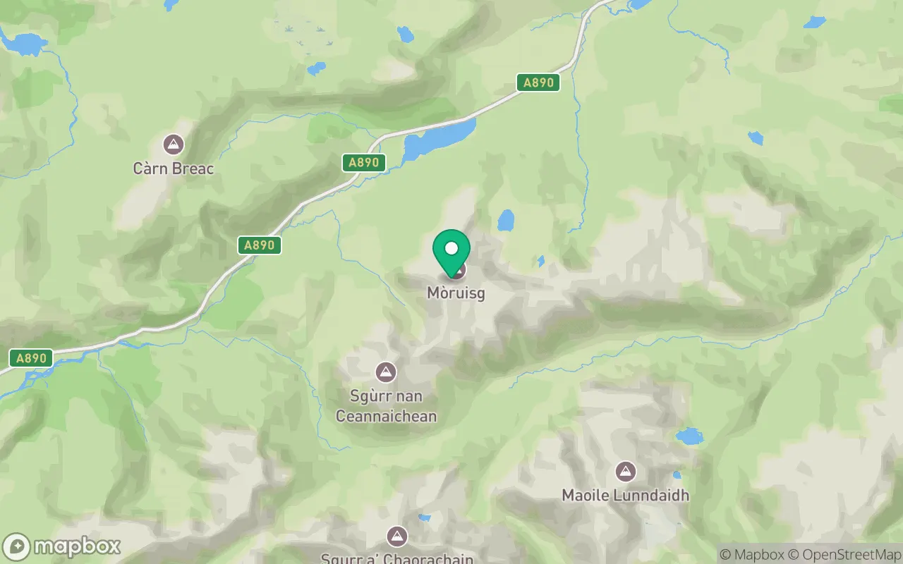 Map showing the location of Moruisg in Torridon, Scotland