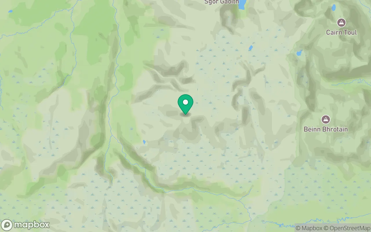 Map showing the location of Mullach Clach a' Bhlair in Cairngorms, Scotland