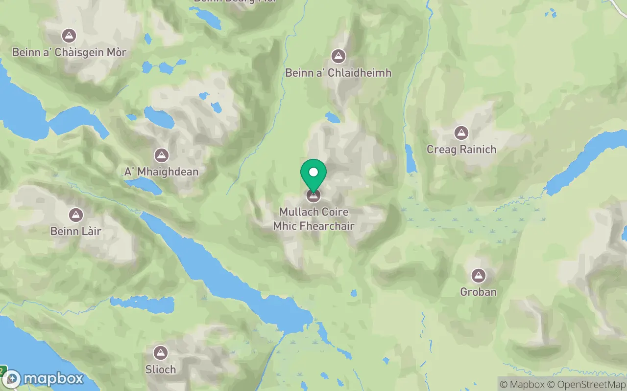 Map showing the location of Mullach Coire Mhic Fhearchair in Ullapool, Scotland