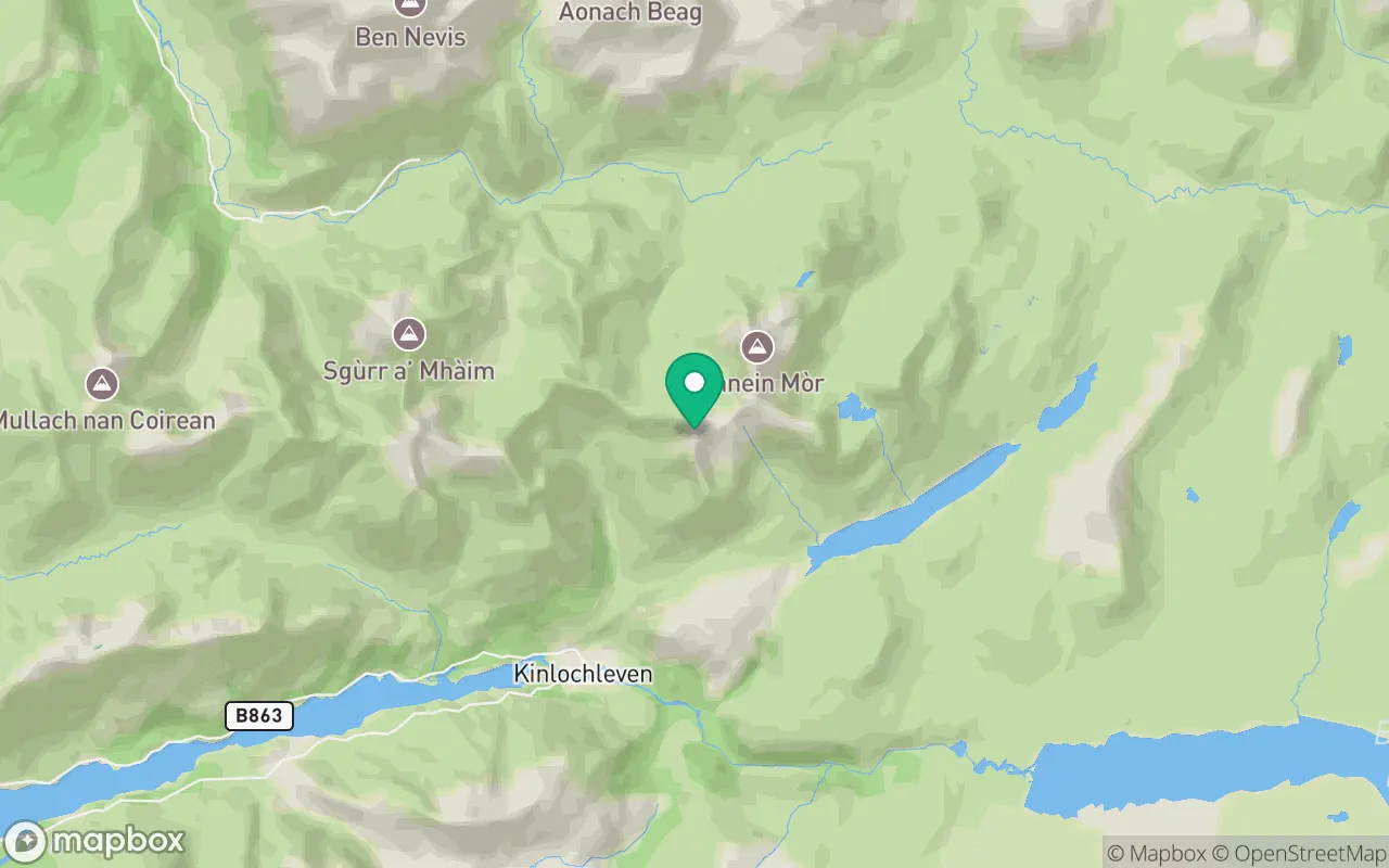 Map showing the location of Na Gruagaichean in Fort William, Scotland
