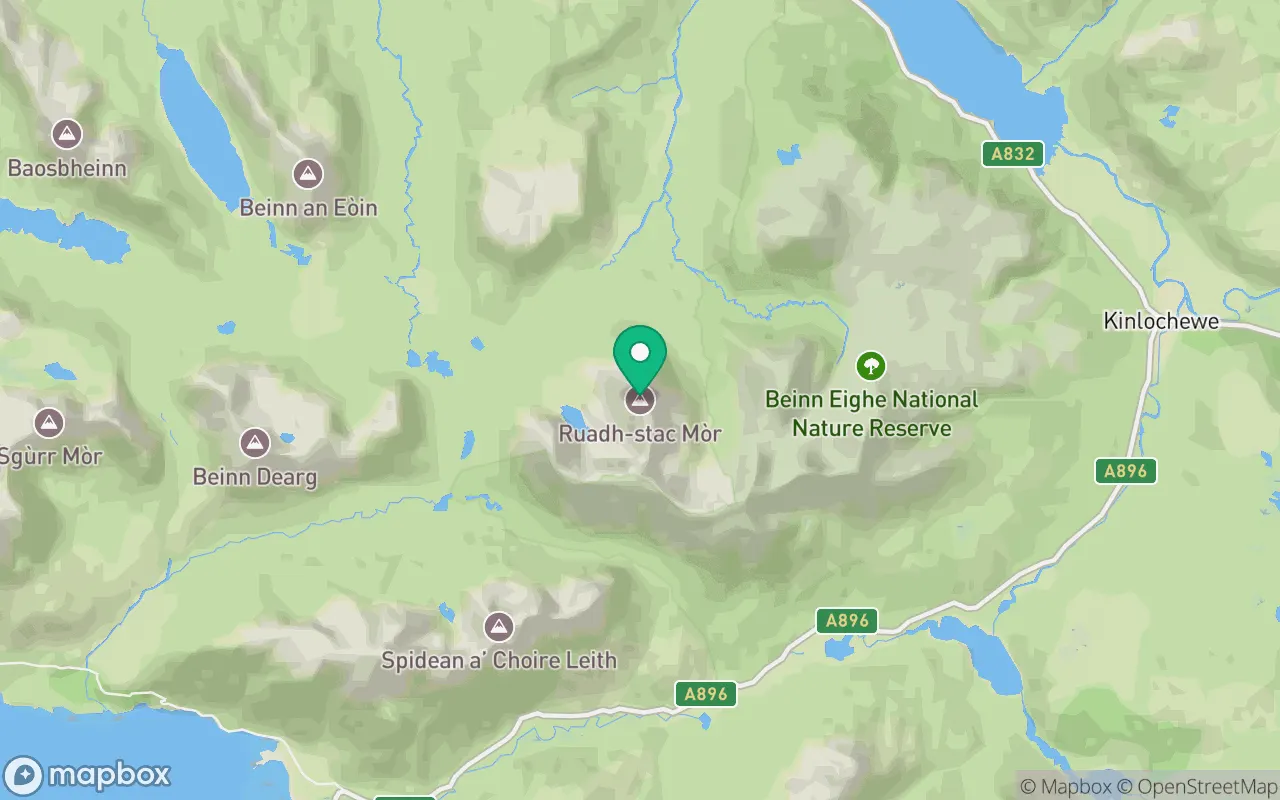Map showing the location of Ruadh-stac Mor in Torridon, Scotland