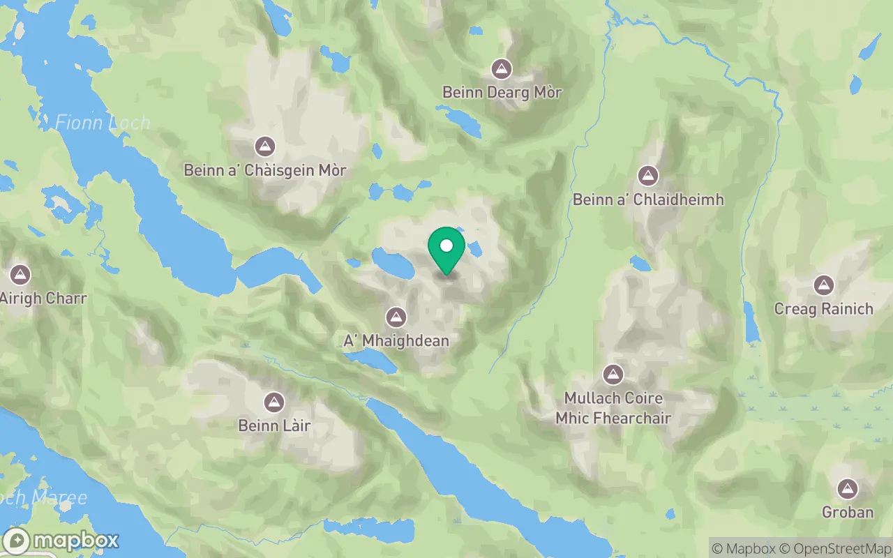 Map showing the location of Ruadh Stac Mor in Ullapool, Scotland