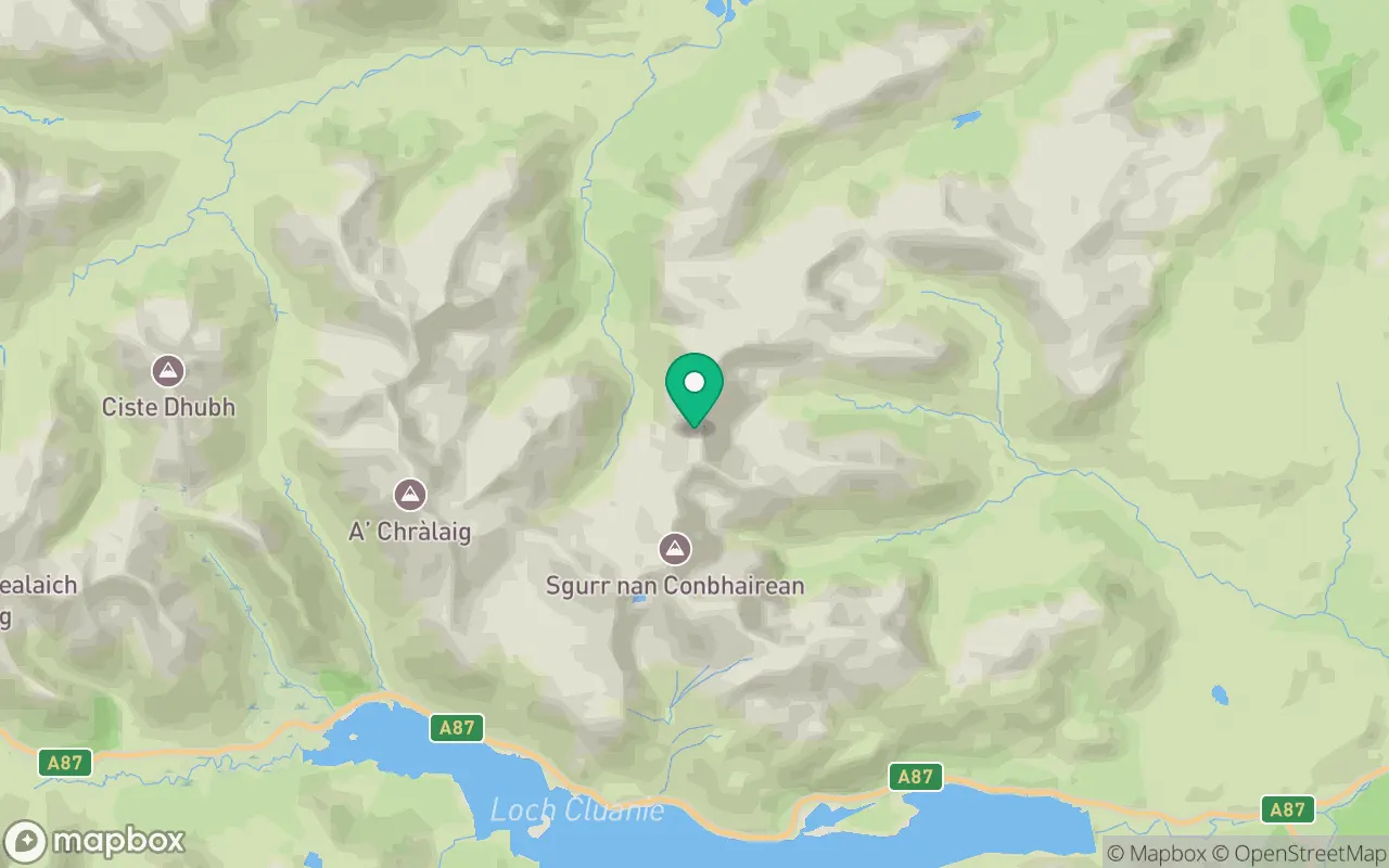 Map showing the location of Sail Chaorainn in Kintail, Scotland