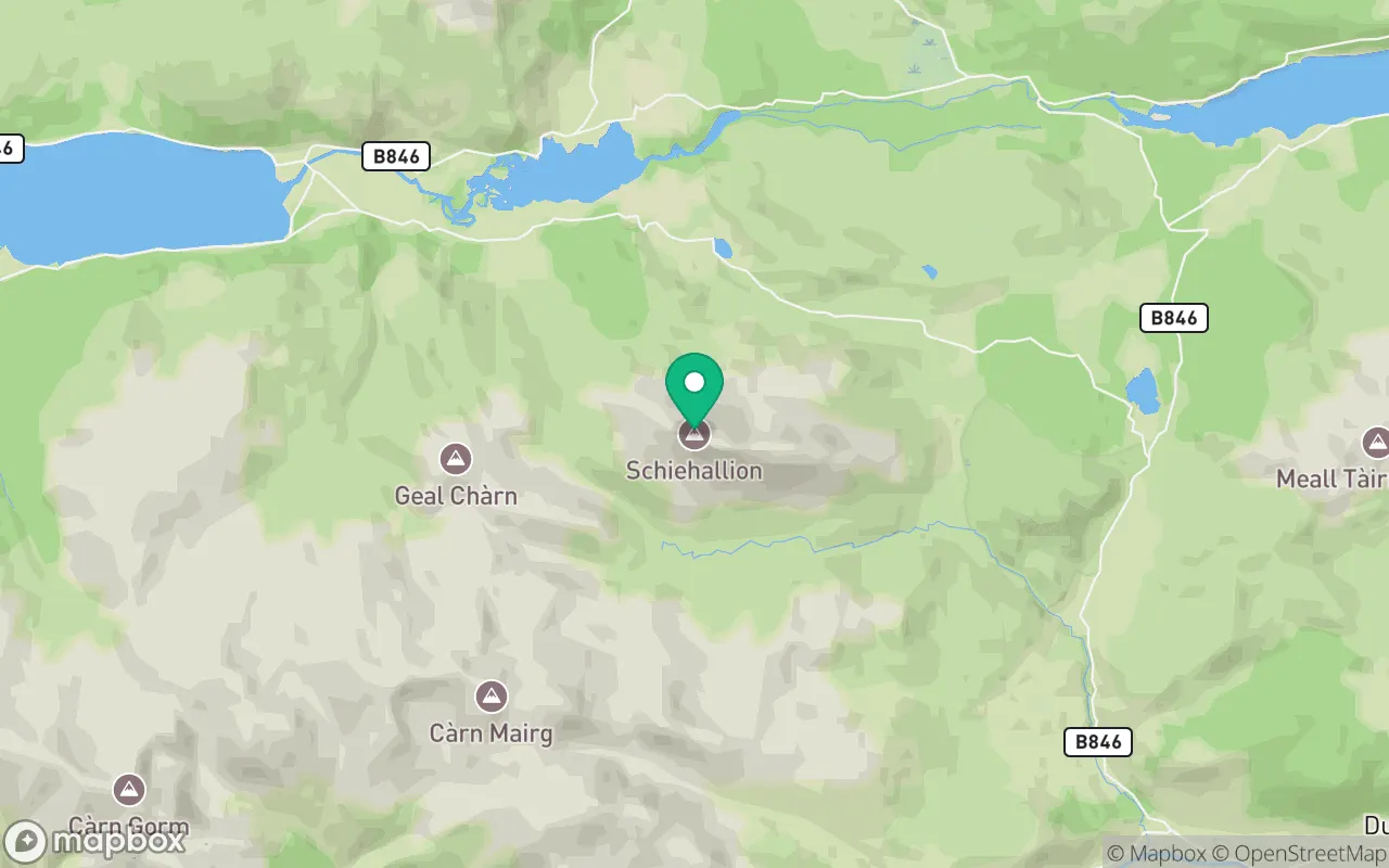 Map showing the location of Schiehallion in Perthshire, Scotland