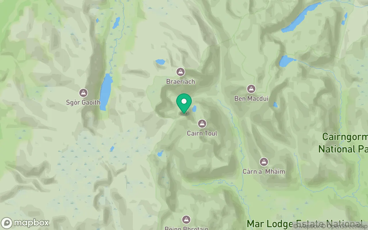 Map showing the location of Sgor an Lochain Uaine in Cairngorms, Scotland