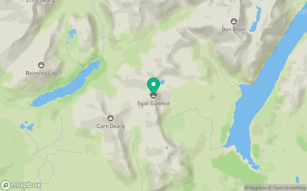 Map showing the location of Sgor Gaibhre in Fort William, Scotland