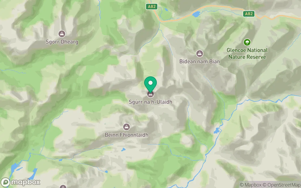 Map showing the location of Sgor na h-Ulaidh in Fort William, Scotland