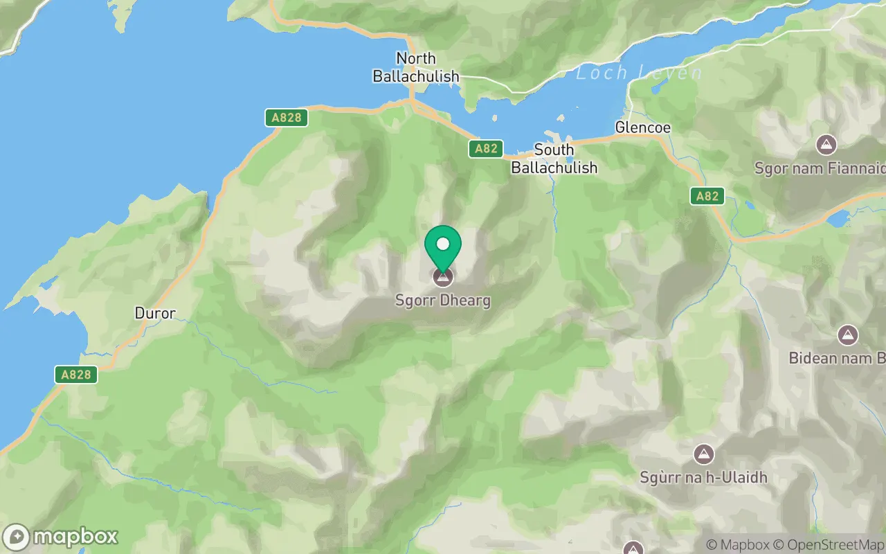 Map showing the location of Sgorr Dhearg in Fort William, Scotland