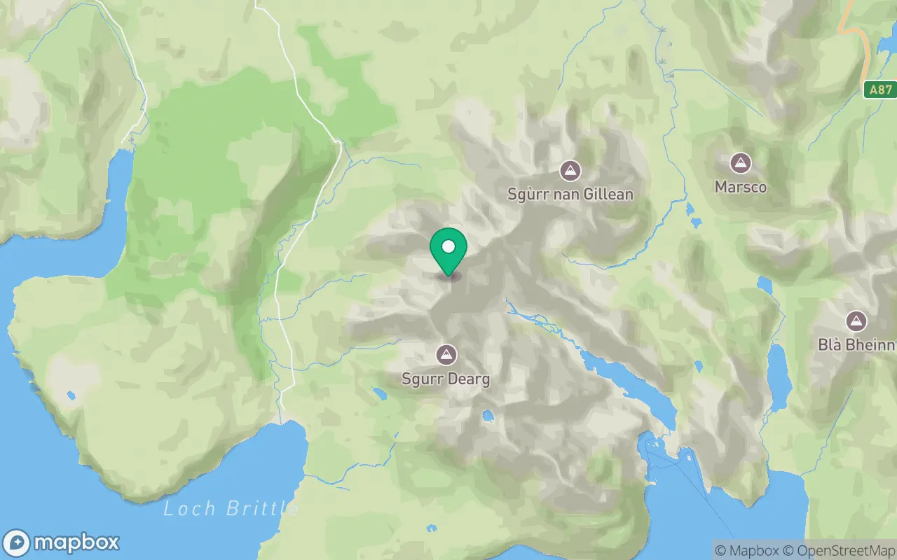 Map showing the location of Sgurr a' Ghreadaidh in Islands, Scotland