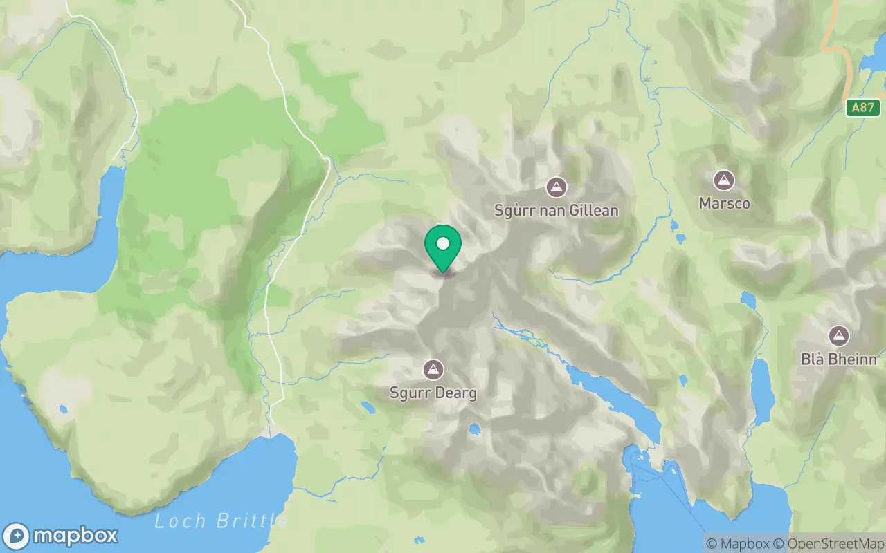 Map showing the location of Sgurr a' Mhadaidh in Islands, Scotland