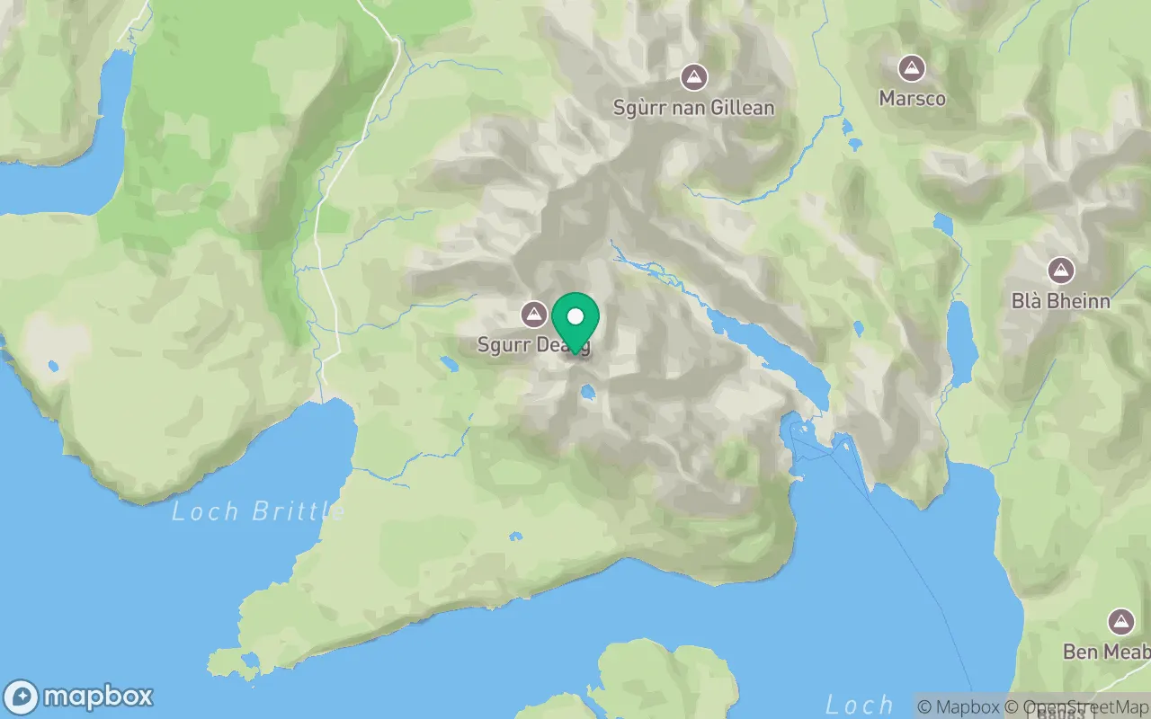 Map showing the location of Sgurr Alasdair in Islands, Scotland