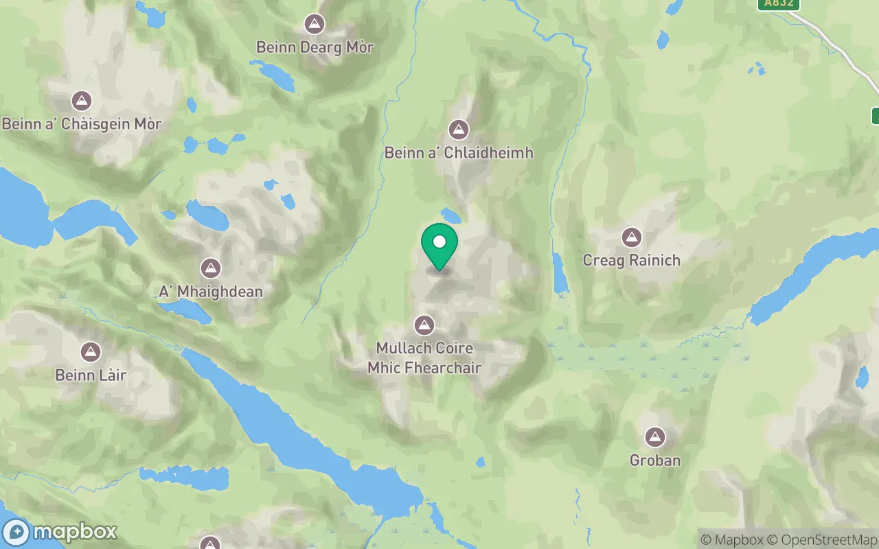 Map showing the location of Sgurr Ban in Ullapool, Scotland