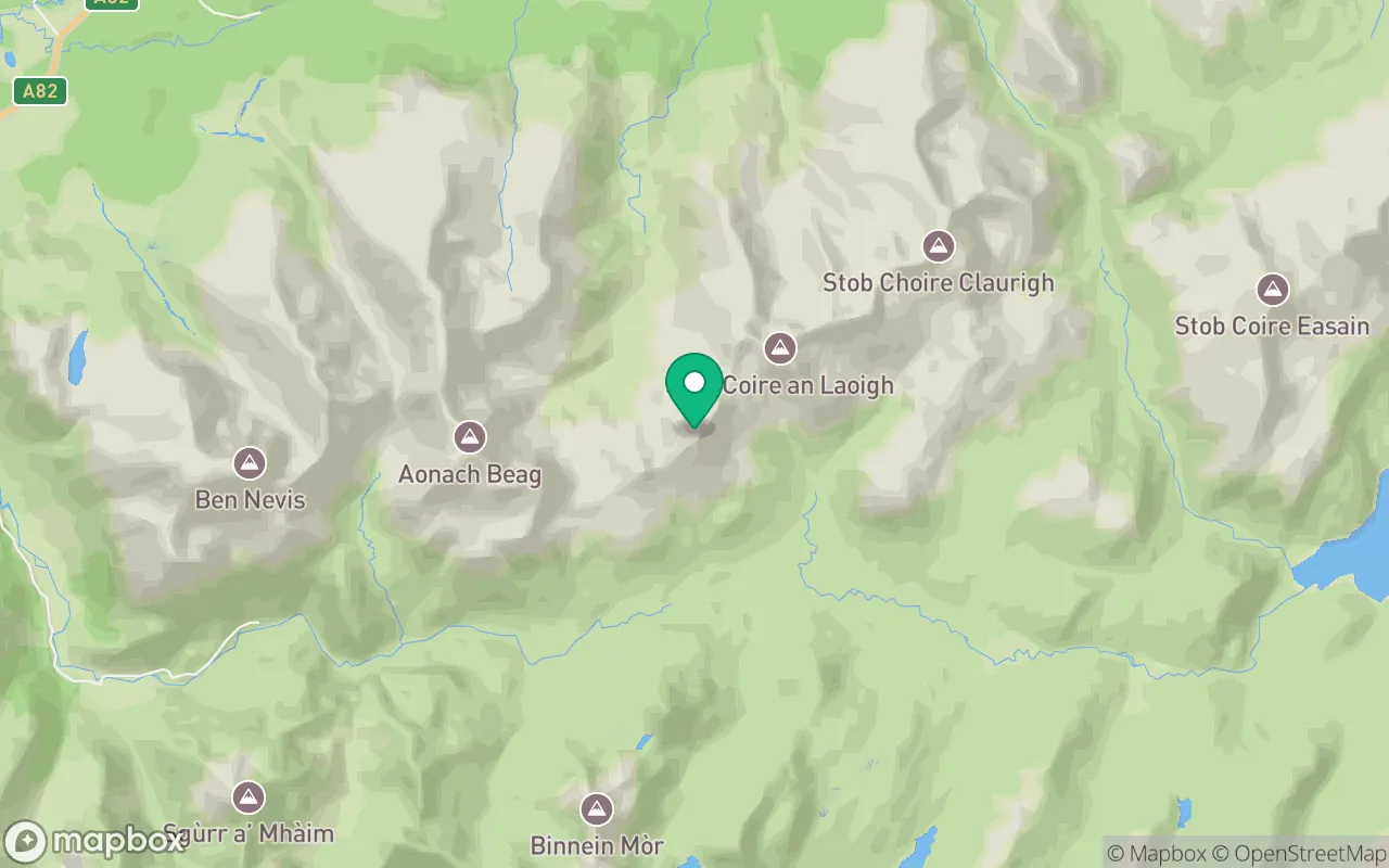 Map showing the location of Sgurr Choinnich Mor in Fort William, Scotland
