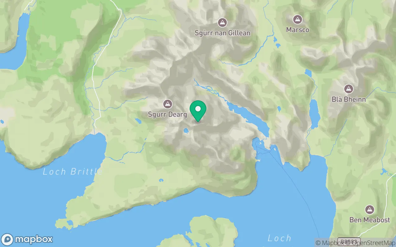 Map showing the location of Sgurr Dubh Mor in Islands, Scotland