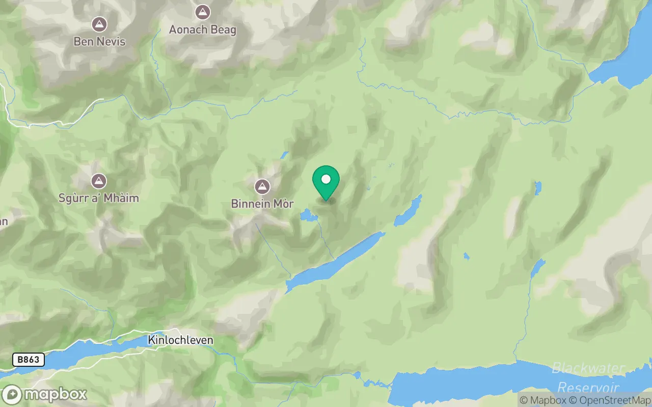 Map showing the location of Sgurr Eilde Mor in Fort William, Scotland