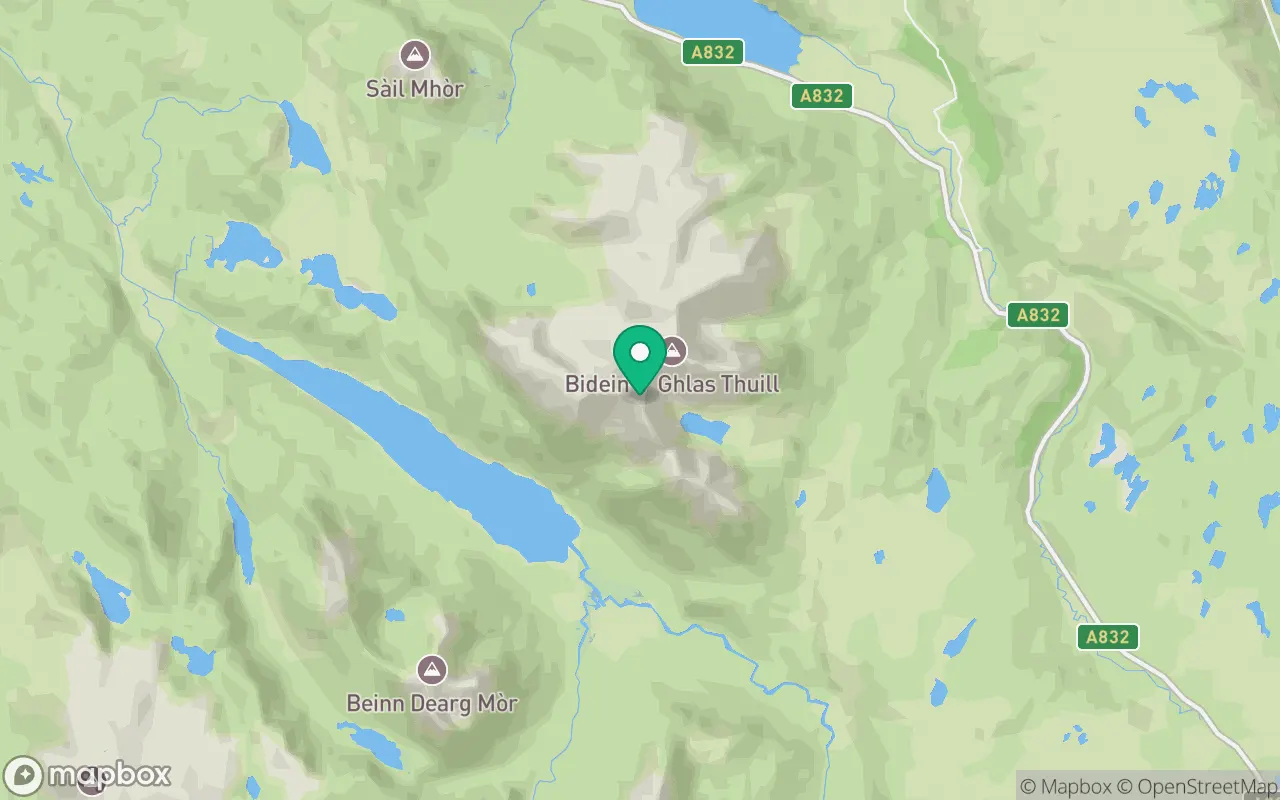Map showing the location of Sgurr Fiona in Ullapool, Scotland