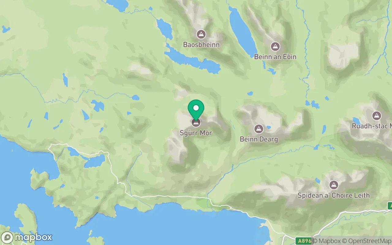 Map showing the location of Sgurr Mor (Beinn Alligin) in Torridon, Scotland