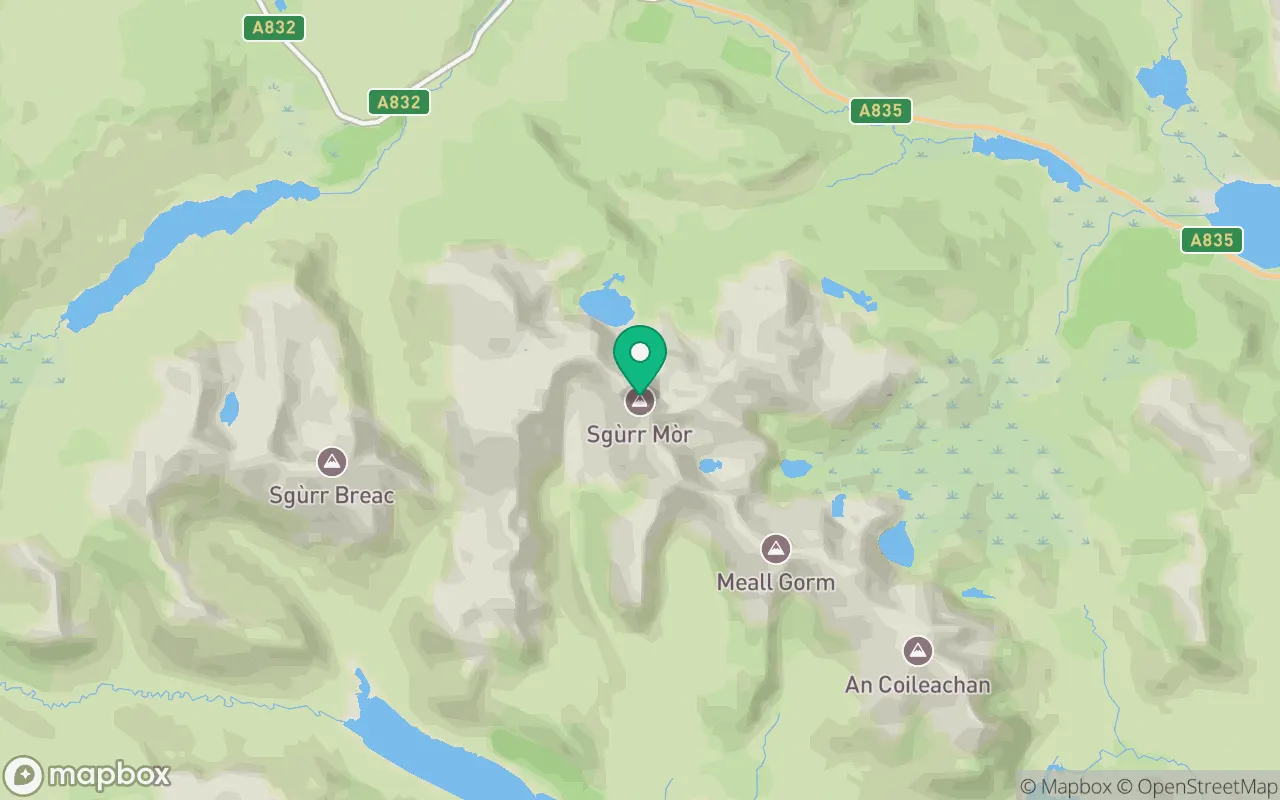 Map showing the location of Sgurr Mor (Ullapool) in Ullapool, Scotland
