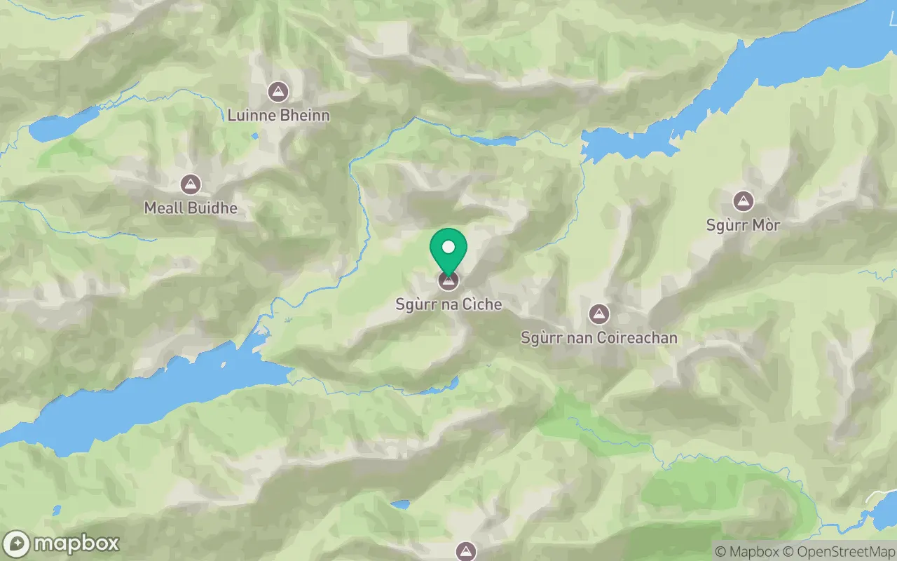 Map showing the location of Sgurr na Ciche in Fort William, Scotland