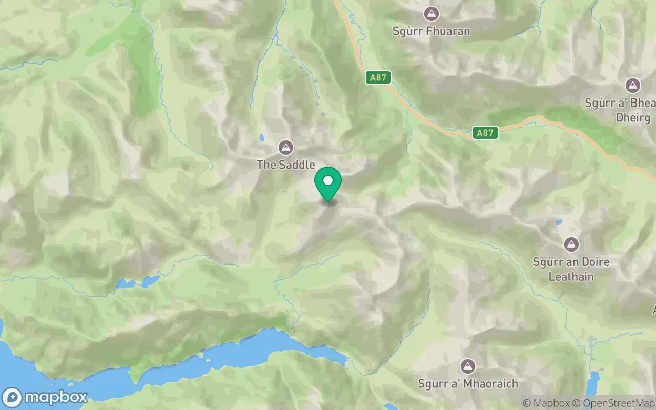 Map showing the location of Sgurr na Sgine in Kintail, Scotland