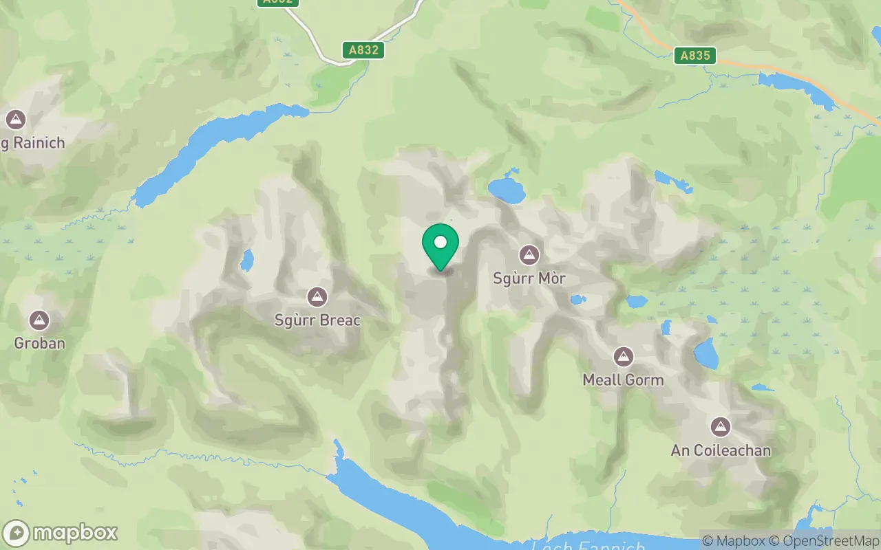 Map showing the location of Sgurr nan Clach Geala in Ullapool, Scotland