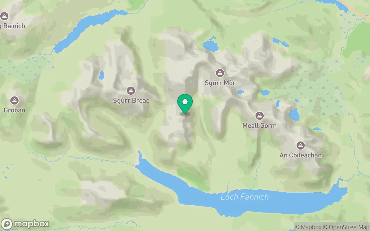 Map showing the location of Sgurr nan Each in Ullapool, Scotland