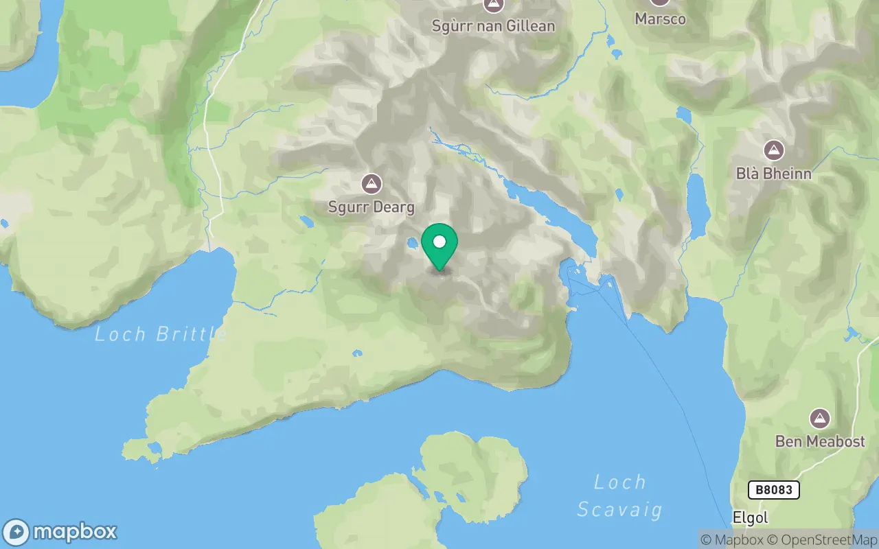 Map showing the location of Sgurr nan Eag in Islands, Scotland