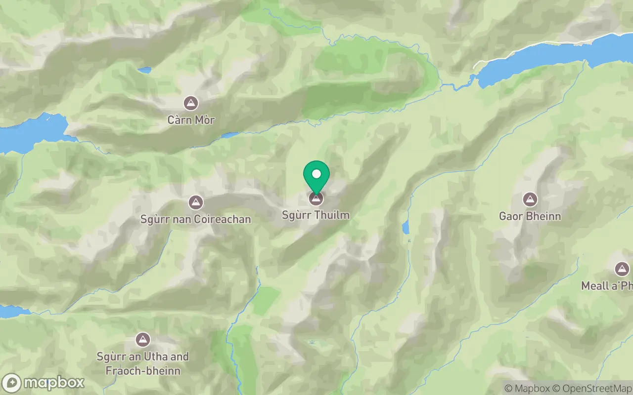 Map showing the location of Sgurr Thuilm in Fort William, Scotland