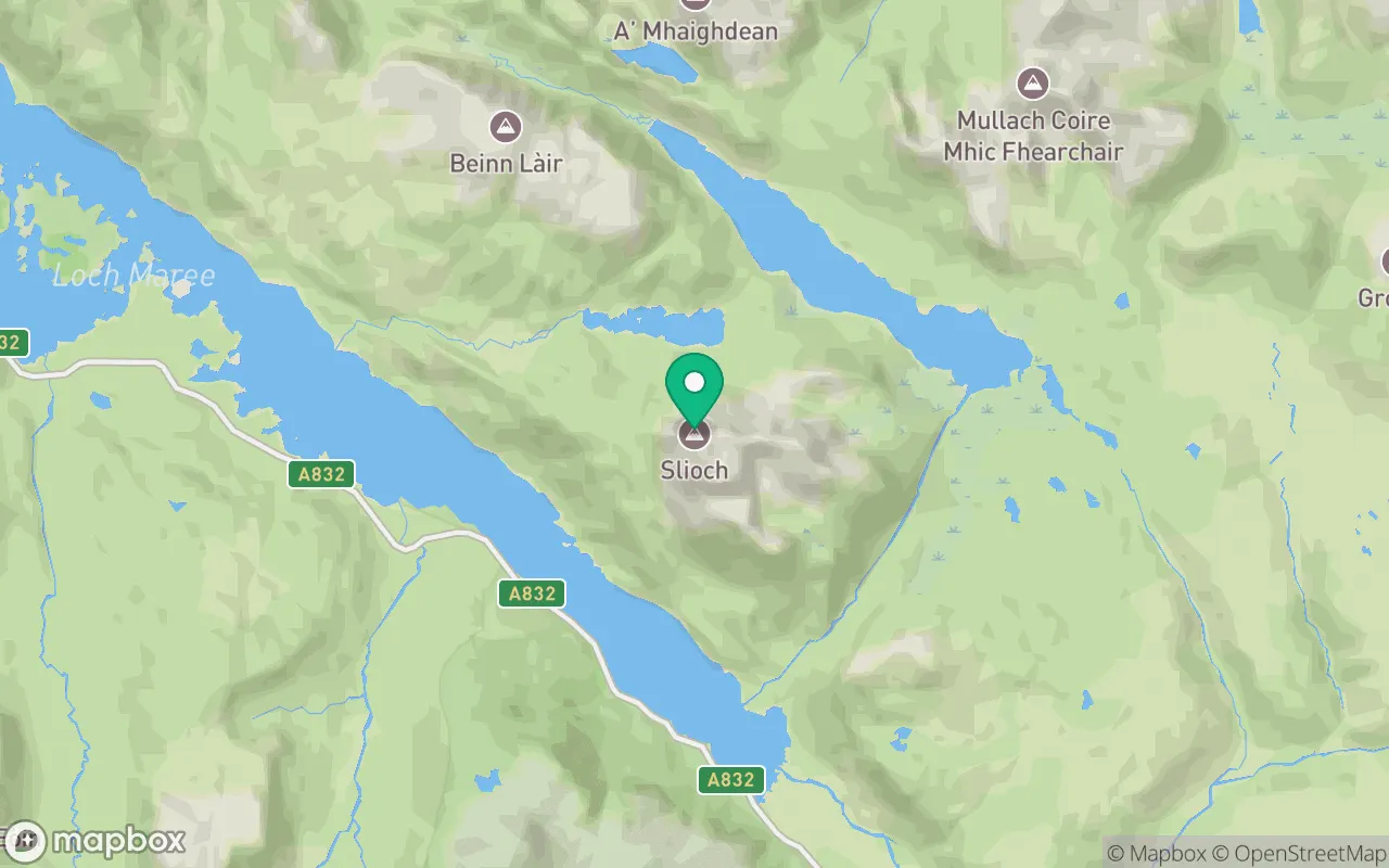 Map showing the location of Slioch in Torridon, Scotland