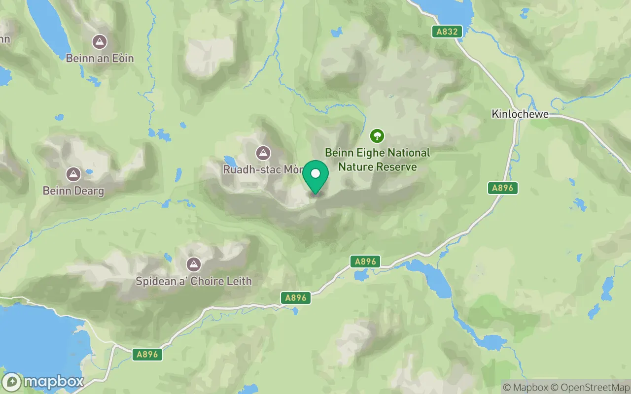 Map showing the location of Spidean Coire nan Clach in Torridon, Scotland
